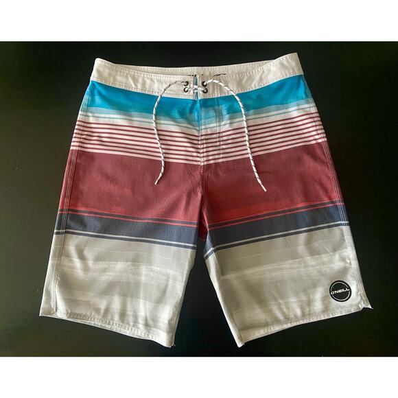 O'NEILL Multicolored Striped 20" Boardshorts sz 32 - Picture 1 of 11